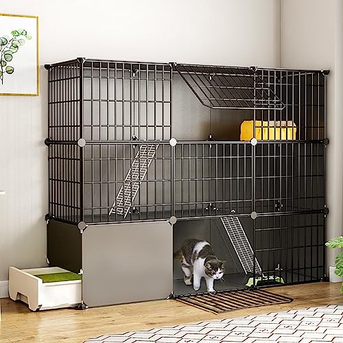 Cage pour chat grande taille modulable avec bac à litière intégré - 2