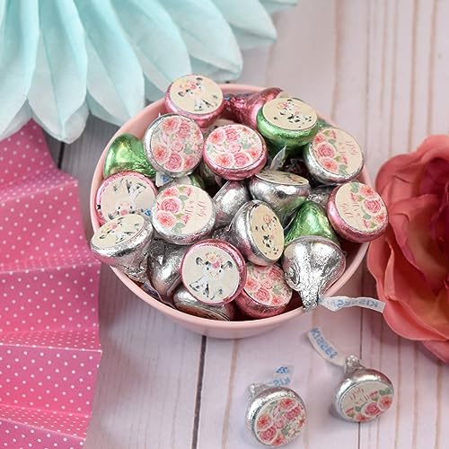 Autocollants de remerciement fête prénatale pour boîtes de dragées et souvenirs roses 1,9 cm - 7