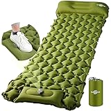 GUKKICCO Sleeping Pad Ultralight Inflatable Sleeping Pad for Camping, 80''X25'', Built-in Pump, Ultimate for Camping, Hiking - Airpad, Carry Bag, Repair Kit - Compact & Lightweight Air Mattress（green）