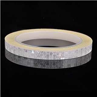 反射テープ リフレクター ホワイト 1cm×8m 1本 ハニカム 高輝度 夜間 安全対策 防犯 視認性向上 目立つ 車 自転車 ヘルメット 屋外 野外 NYANDELMO ND-0403-R08-WH-1cm×8m-1