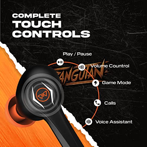 Image of Wings Phantom Orangutan, TWS Earbuds with Gaming Inspired case Design, Wireless Bluetooth 5.3 airpods with SpeedsyncTM, 30 Hours Gameplay and 8 Hours Gameplay, Low Latency 50 ms