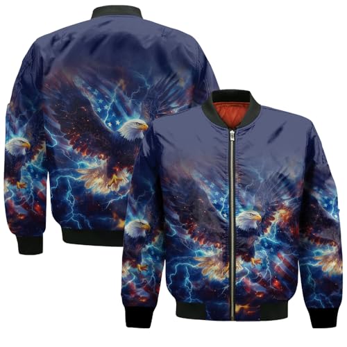 Bomber Jacket Winter Coat Veteran Eagle Colorful Army Zip Up Varsity Baseball Quilted Jackets For Women Men