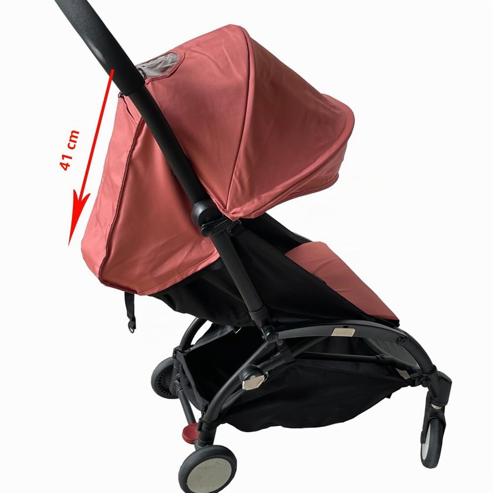 Coussin de siège et auvent pour poussette Babyzen YOYO 2 et YOYO+, kit d'accessoires de rechange pour poussette, tissu double couche imperméable (rose)