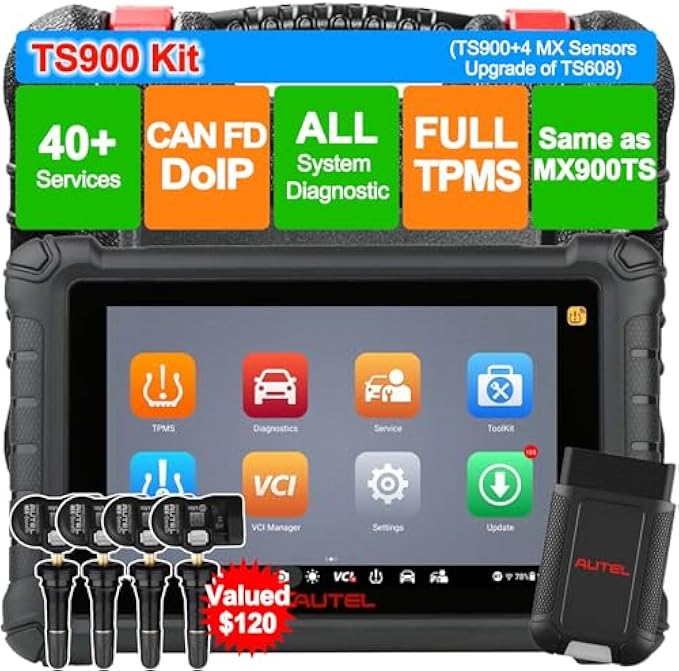 Autel MaxiTPMS TS900 TPMS Programming Tool with $120 4PCS MX-Sensors, Upgrade of TS508 WF Kit TS608 MX900 MX808, Full TPMS, All System Diagnostic Scanner, Bidirectional Scan Tool, 40+ Services