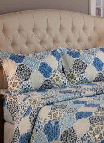 Image of 3D Printed 144 Tc Microfiber Double Bedsheet with 2 King Size Pillow Covers Breathable | Wrinklfree | Summer | Topsheet (90 x 90 Inches)