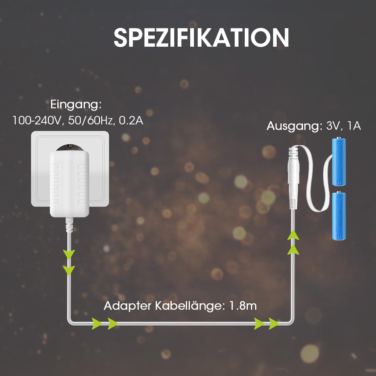 Adaptateur Secteur 3V - Remplace 2 Piles AA - Compatible Thermostats Bosch, Homematic, Guirlandes, Jouets, Etc.