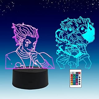 2 in1 Gon Killua Hisoka Merch 3D Illusion LED Anime Lamp RGB 16 Colors Remote Control Bedroom Night Light
