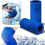 Geiserailie 2 Pcs Instant Cooling Ice Tape Self Sticking Compression Wrap Reusable Sport Ice Tapes No Refrigeration Needed Athletic Muscle Bandages Athletic Cold Wrap Wrists(Blue,4 Inches)