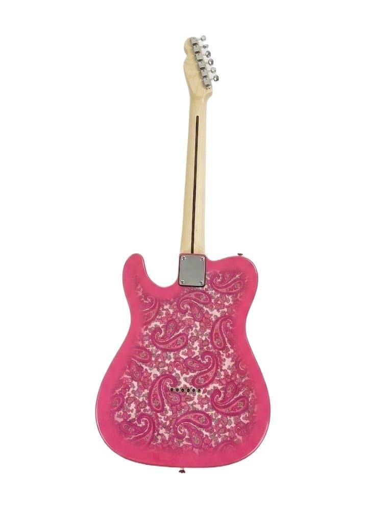 Chitarra elettrica Solid Body, Pink Paisley, tastiera in acero con pickup single-coil, full size 39" for performance sul palco e registrazione in studio (Guitarra Electrica)
