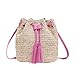 HEWUQI Bag Fashion Lady Wild Literary Bag Quaste Schulter Messenger Bucket Straw Bag Yoga Taschen Damen, rose, taille unique