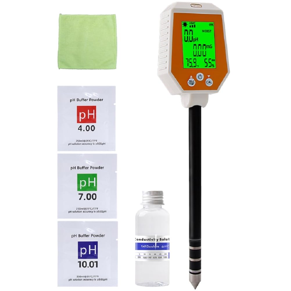 Jnchdghwa 6-in-1 Soil Tester PH Moisture Light Fertility Meter Light Meter Probe for Outdoor Agriculture B