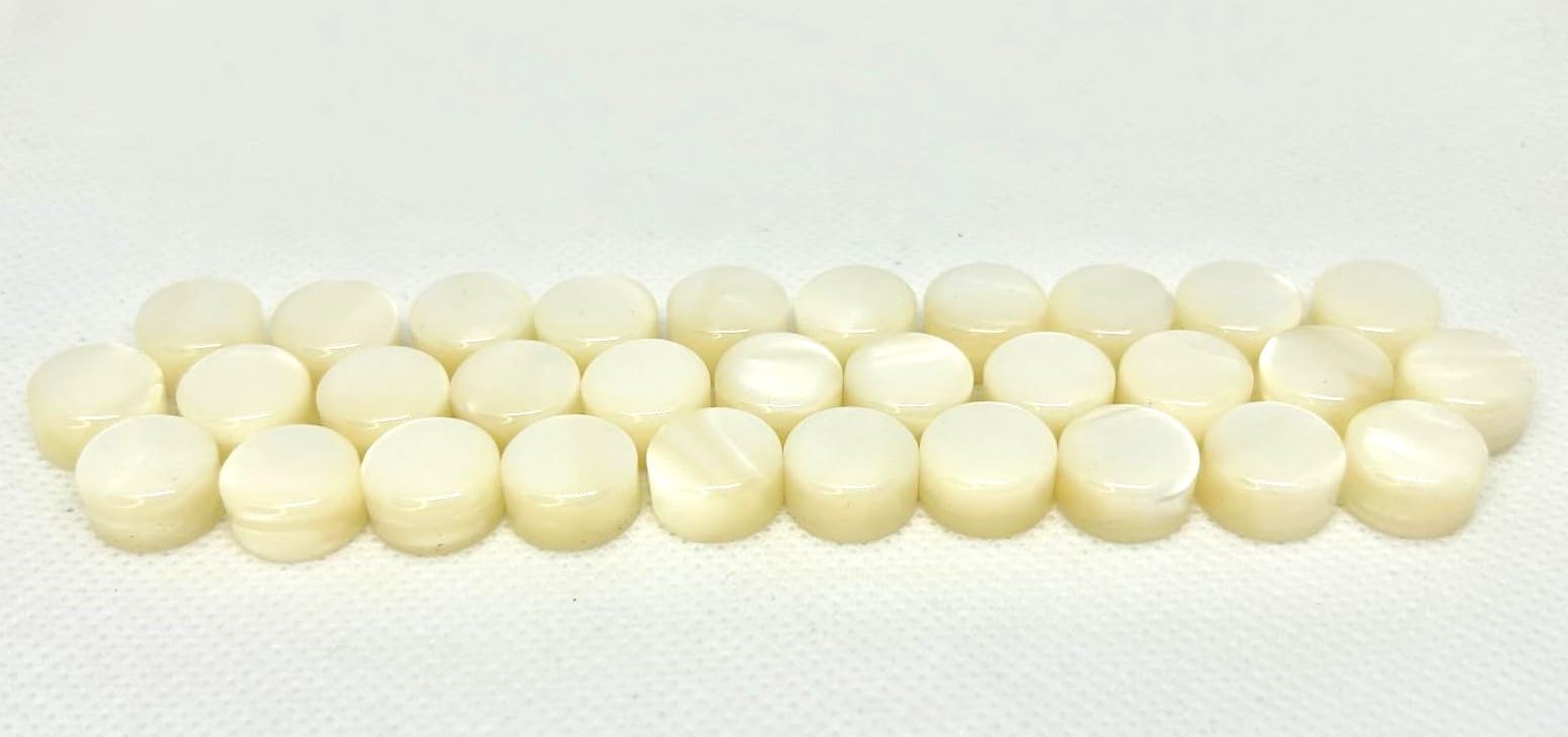 Generic Set of 31 Accordion Bottoms. Color: White Pearl (no screw) 11 x 6.5 mm, BOTTWHTP11X6.5