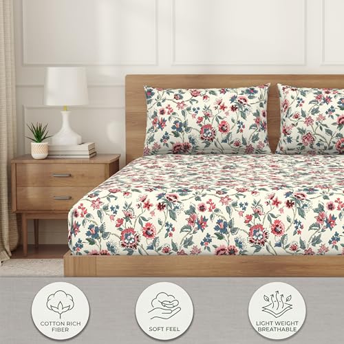 Image of Welspun Arlo Microfiber Double Bedsheet with 2 Pillow Covers, 220x240 cm Double Bed Sheet, Soft Breathable Fabric, Fade Resistant, Easy Care, Comfortable Cooling Bed Sheet, Light Yellow