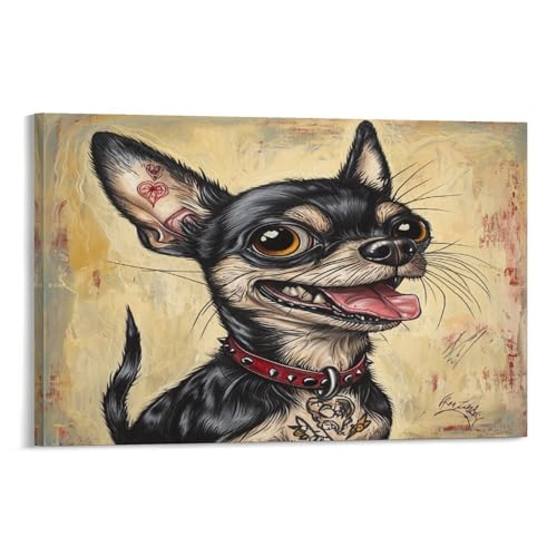 Chihuahua impression sur toile pour couloir et salon design élégant