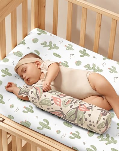 Image of Crib Sheets for Boys and Girls, 2 Pack Fitted Baby Sheets for Standard Toddler Mattress 28 inch x 52 inch, Soft Breathable Jersey Knit Baby Bedding (Cactus Cozy)