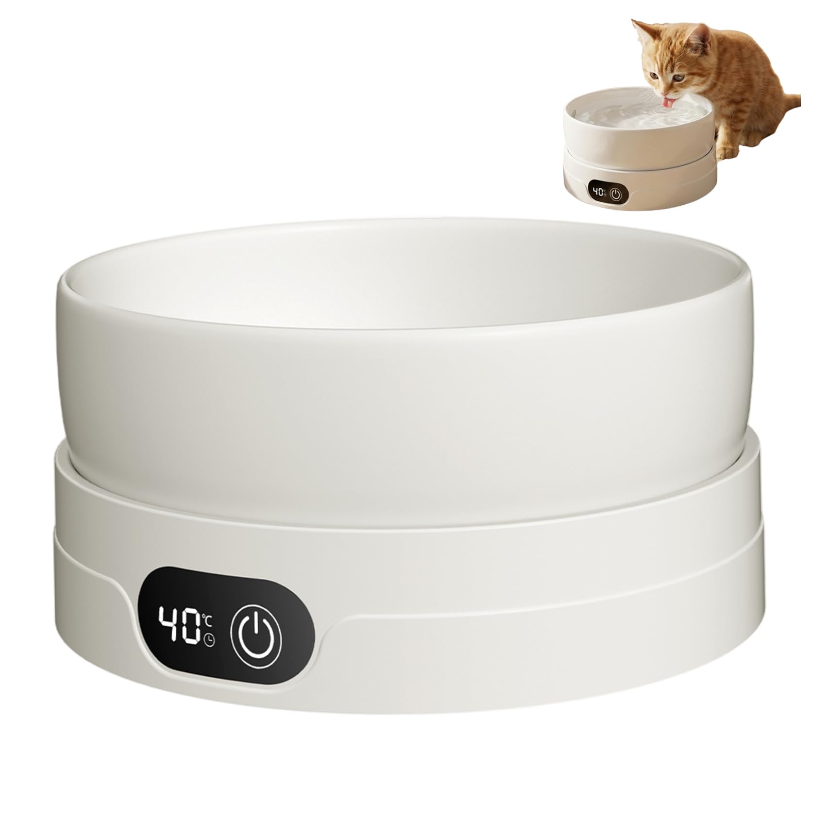 Heated Outdoor Water Bowl 700ml Ceramic Heated Pet Water Bowl 4 Heat Settings All Weather Dog and Cat for Outdoor Winter Use Indoor