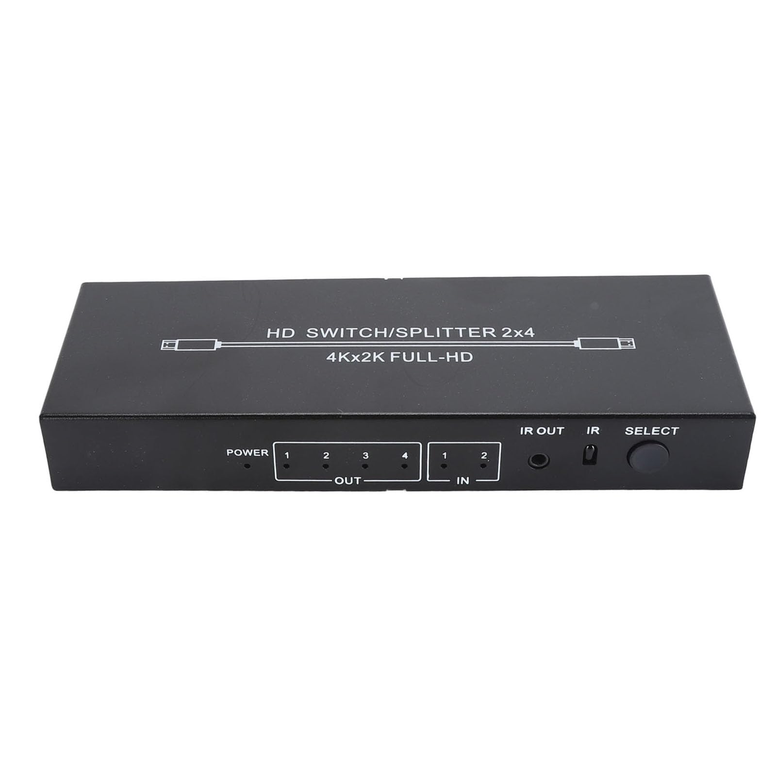 Splitter HDMI 2 in 4 Uscite, HDMI 4K con Telecomando per Collegare Desktop, Laptop, Console di Gioco a Monitor, TV, Proiettori (Spina europea)