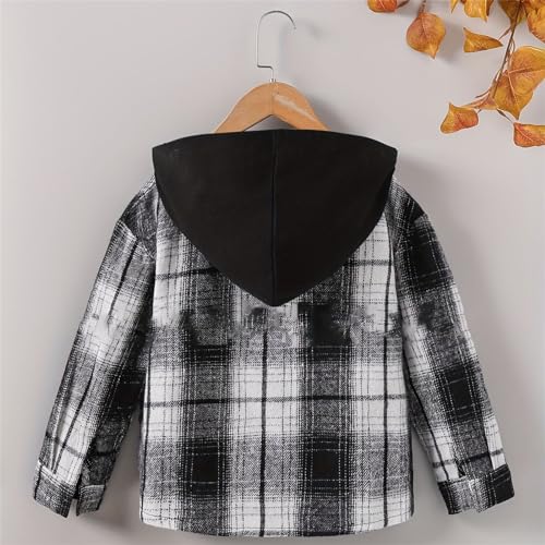 Boys Girls Casual Flannel Plaid Hoodies Fashion Button Down Shirts Long Sleeve Lightweight Fall Jacket Coats Tops4