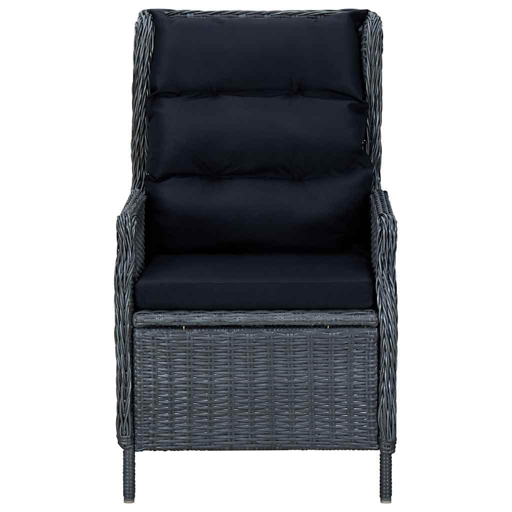 Poltrona reclinabile da giardino Cuscini rattan sintetico grigio scuro Sedie per esterni resistenti alle intemperie, poltrone per terrazze, mobili da giardino, poltrone da giardino