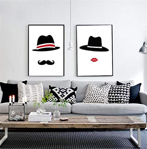 Toile imprimée motif chapeau barbu décoration de chambre design 50 x 70 cm