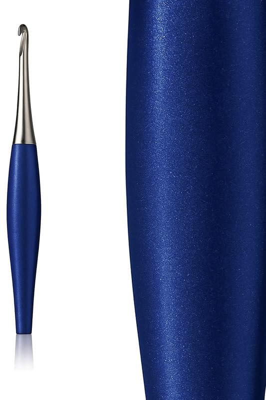 Image of Furls Crochet Hook, Odyssey Navy Blue, Nickel Plated Tip for Effortless Glide, Ergonomic Handle Crochet Hooks 7 inch (Odyssey Navy Blue, N - 9.00mm)