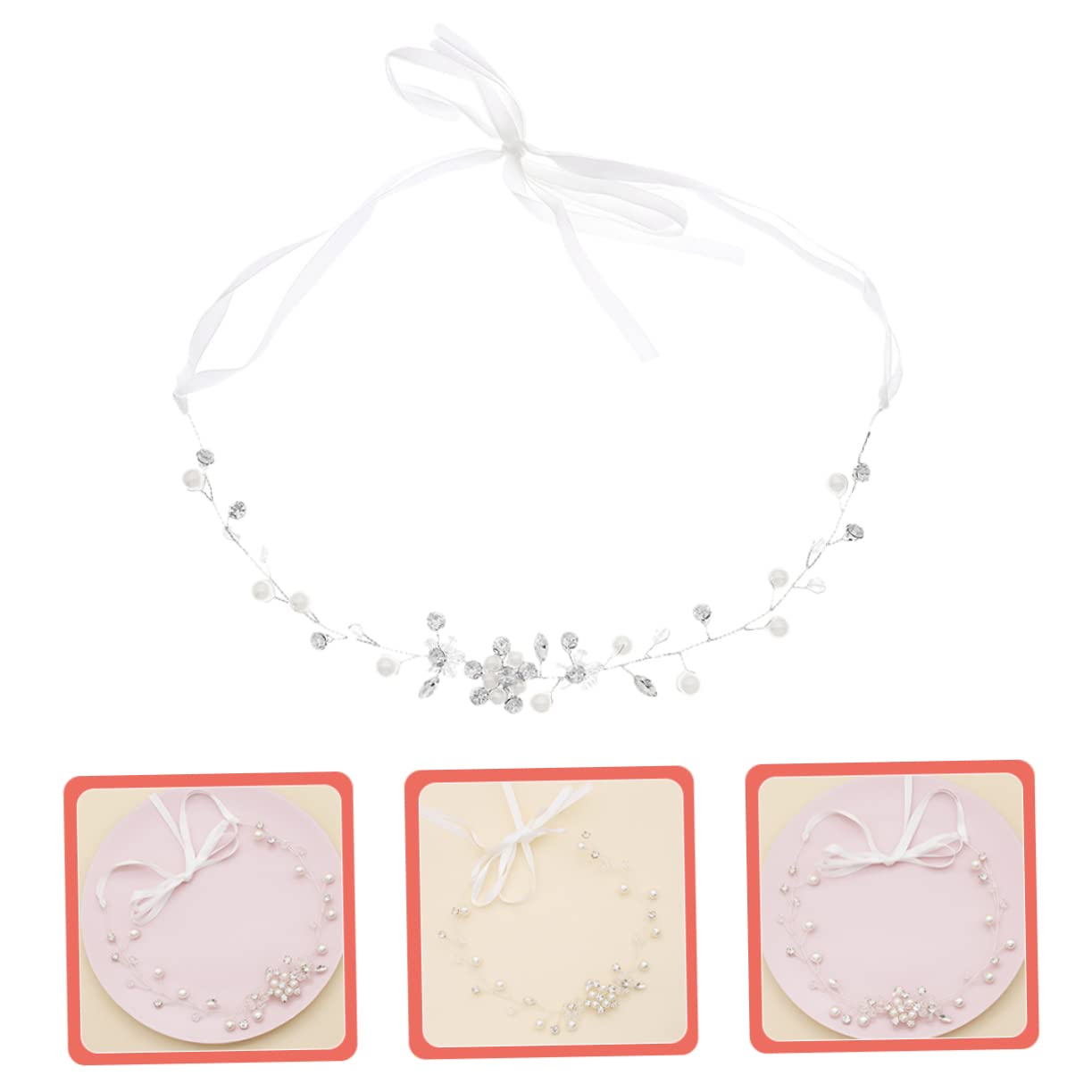 Housoutil 4piezas Tocado De Novia Perlas Diadema Elegante Para Bodas y Ocasiones Especiales