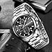 Imagen de MEGALITH Reloj Hombre Plata Acero Inoxidable Cronografo Relojes Hombre Negro Analogico Reloj de Pulsera Cuarzo Hombre Impermeable Elegante Negocios Fecha Luminosa