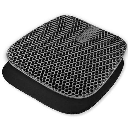 Zocipro Coussin Gel avec Housse Amovible, Coussin Anti Escarre Respirant, Réduit Pression Coccyx, pour Voiture, Bureau, Maison, Fauteuil Roulant (42 * 40cm, Gris)