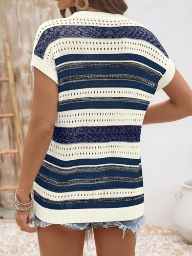 Image of Ivicoer Womens Spring Summer Tops Crochet Cap Sleeve Sweater Hollow Out Beach Vacation Clothes Trendy 2026 Loose Fit