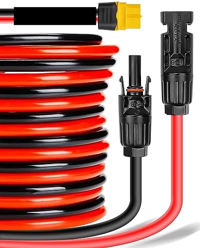 QLZOZB Solar to XT60 Extension Cable 12AWG 25FT XT60 to Solar Panel Extension Cable, Waterproof IP68 Solar Adapter Connecting Harness for Portable Power Station Solar Generator