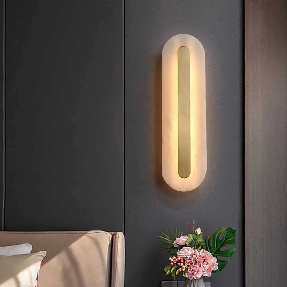 Applique da Parete in Marmo Moderne Lineari in Ottone Dorato con LED Dimmerabili Ideali per Camera da Letto Soggiorno Corridoio E Ingresso