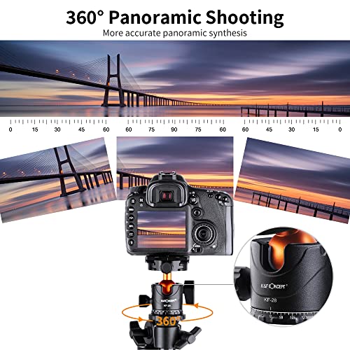 K&F Concept 78 Inch Dslr Camera Tripods With Magnesium Alloy Rotatable Multi-Angle Center Column,Load Capacity Up To 22Lbs/10Kg K234A7+Bh-28L+Extension Arm Kits #TOP5