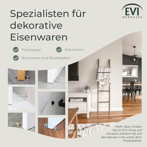 Klebe-Türstopper | 28 x 20 mm | Weißer Gummi aus Natursilikon | Edelstahl AISI 304 Finish Matt | Sehr gute Haftung | 100% zweckmäßig | Mod. I-163-B| EVI Herrajes