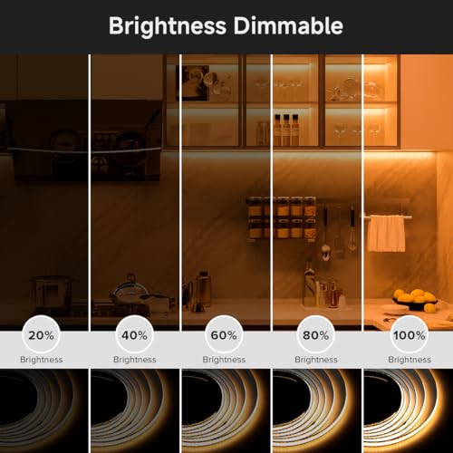 Image of BTF-LIGHTING FCOB COB LED Strip Lights 5V USB Powered Warm White 2700K