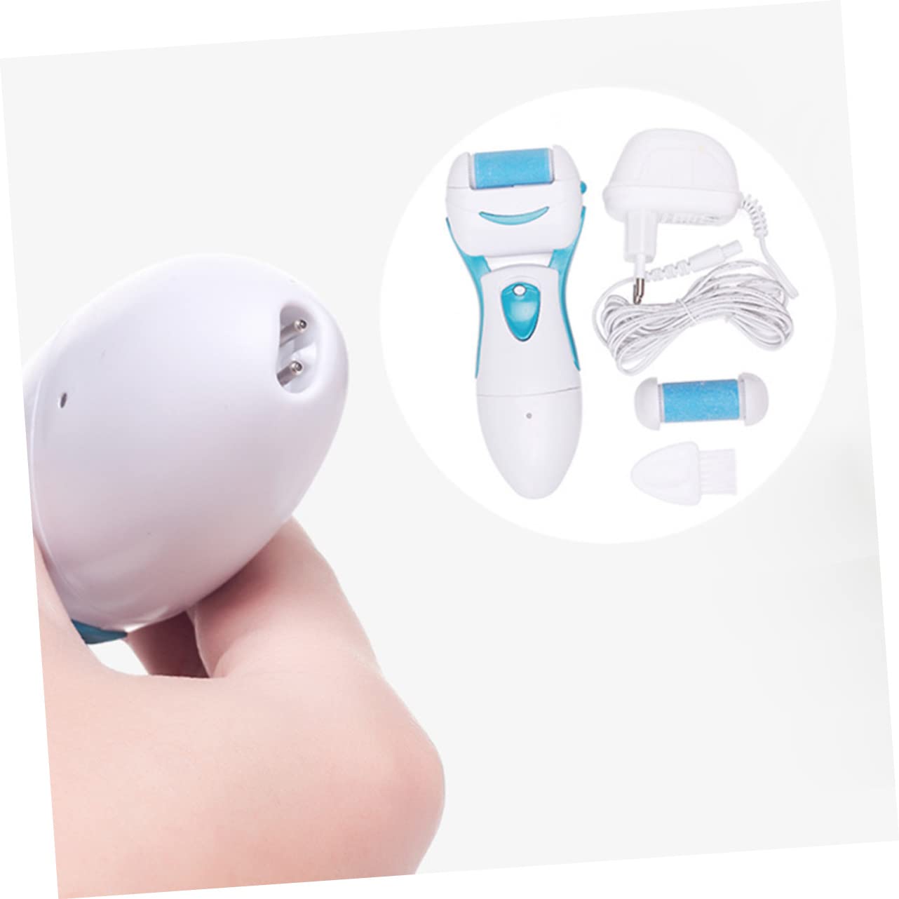 Rimuovi Calli Elettrico per Piedi e Talloni, Bianco, Leggero | Impugnatura Ergonomica, Corpo in Plastica, Elimina Pelle Morta, per Dita e Talloni, Uso Quotidiano
