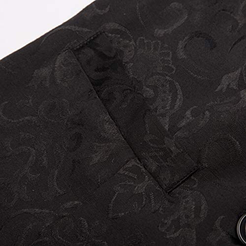 Cosplay Party Cocktail Vest Coat Black Jacquard Retro Button Down Wistcoat Black XL steampunk buy now online