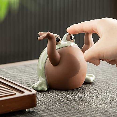 Chinese Purple Clay Tea Pet Frog Cute Funny Tea Accessories Lazy Kung Fu Tea Sets For Tea Lovers Home Car Shelves Decor