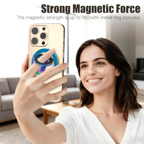 Image of Magnetic Phone Ring Grip for MagSafe Compatible with iPhone Samsung (Color) | Dual-Sided Magnetic Cell Phone Ring Stand Holder Compatible with iPhone 17 /16 /15 /14 /13 Pro Max Plus, and Magnet Car Mounts