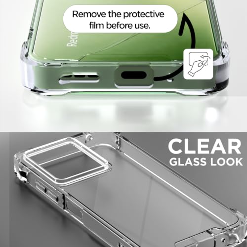 Image of Outlouders Back Cover for Redmi 13C 4G Clear Transparent PC + TPU Bumper Case with Raised Edges for Shockproof Protection (Transparent)
