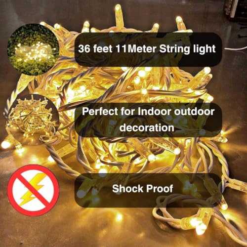 Image of One94Store LED Pixel String Light Pack of 10 - 36 Ft Copper Wire Fairy Lights, Bright Warm White Lights for Diwali Decoration, Home Decor, Pooja, Festival, Christmas, Wedding & Party Decoration