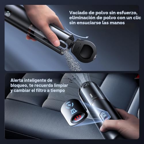 Aspirador de coche potente Baseus A5 16000Pa sin cable negro 7