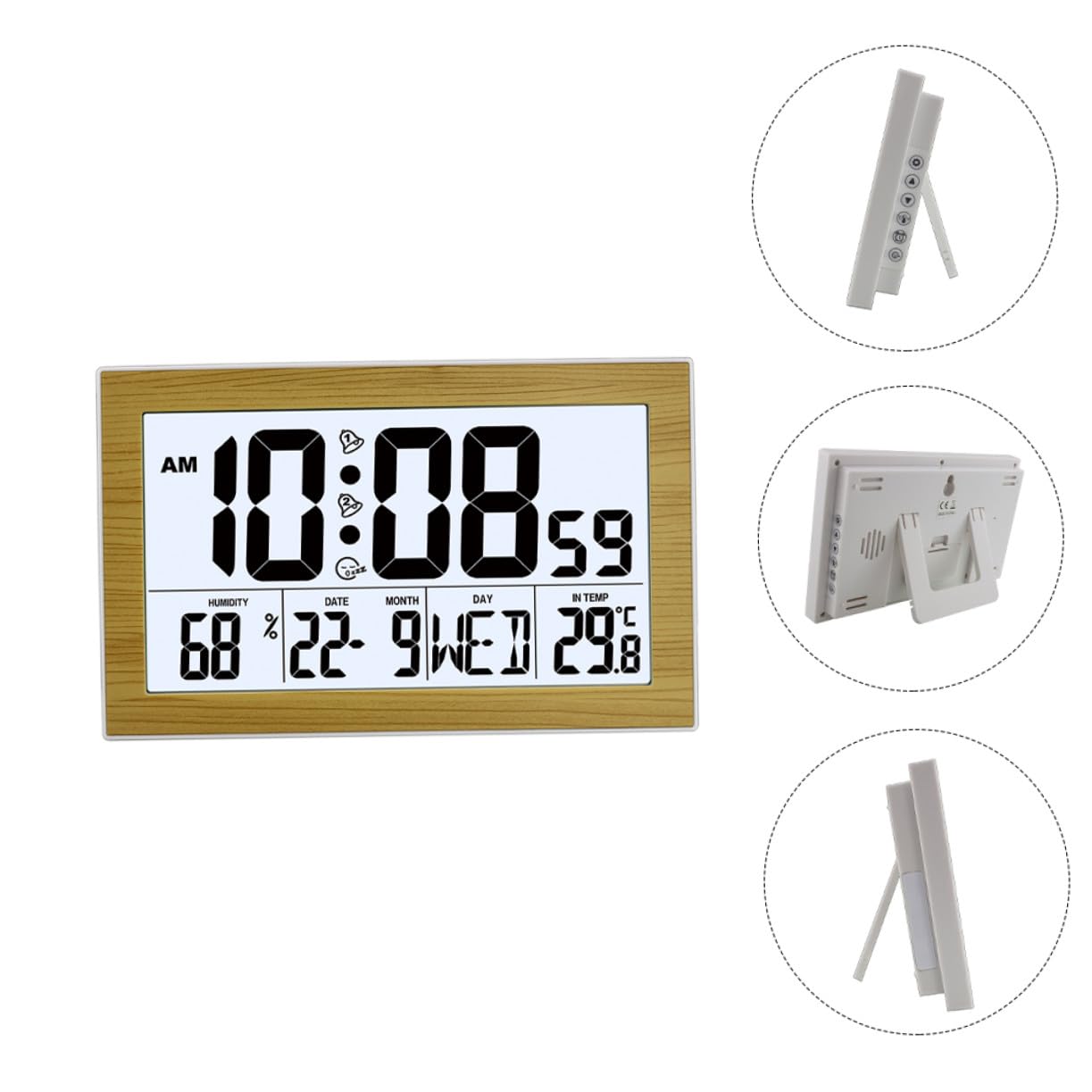 Orologio Digitale da Parete e Tavolo con Ampio Display e Calendario Silenzioso Batterie Design in Legno per Casa Ufficio e Scuola Facile da Montare e Leggere