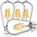 DORESshop LED Edison Bulb, 75Watt Equivalent (8W) Vintage Filament Light Bulbs, 2700K Warm White, 800lm, 330 Degree Angle, ST64 Antique Shape, Dimmable, E26 Medium Base Lamp for Home Lighting, 4Pack