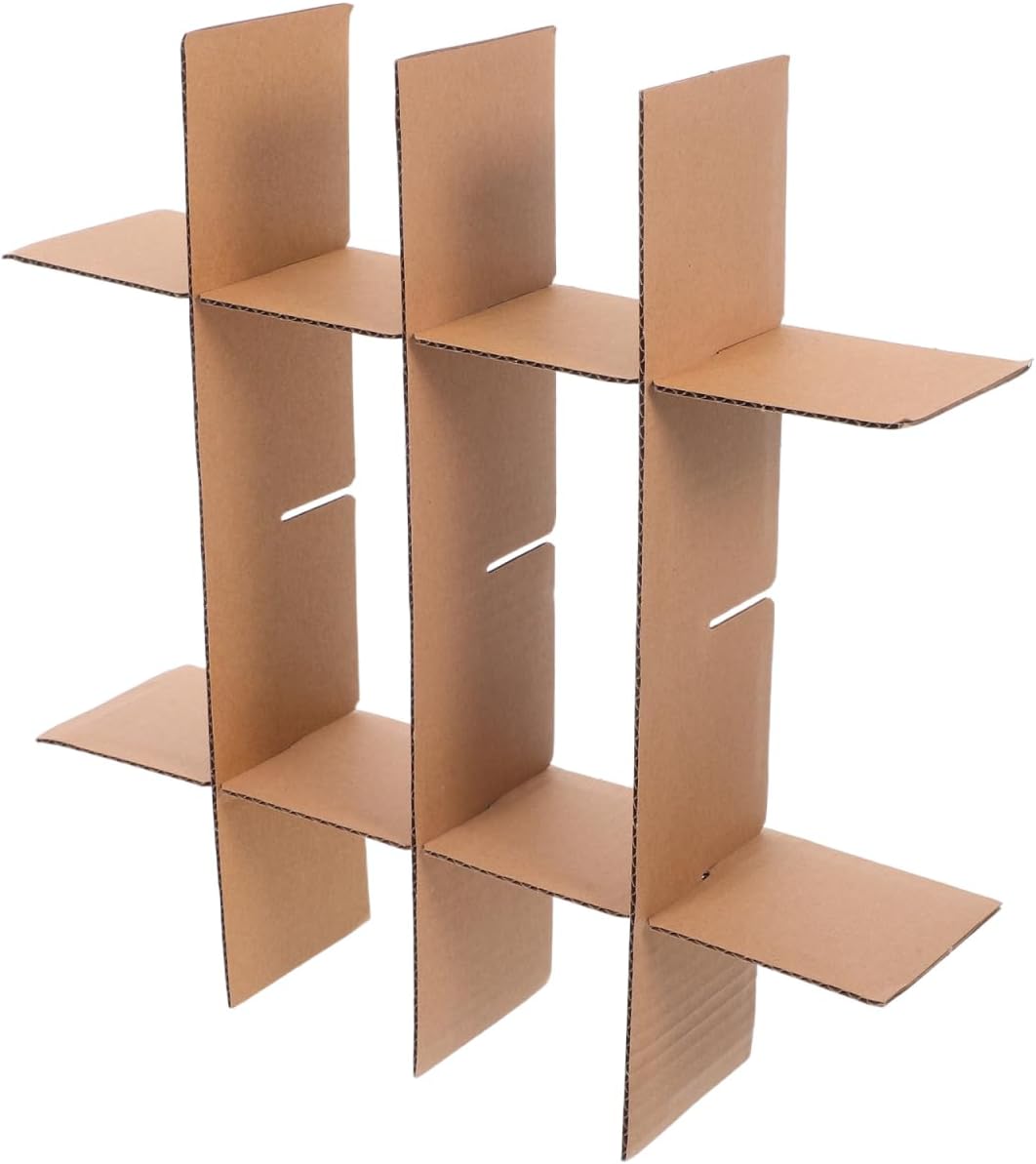 MAGICLULU 5-Pack Cardboard Box Dividers, 13.18x3.14 Inch Carton Partition Inserts for Glassware Protection, Corrugated Paperboard Grids for Shipping and Moving Supplies, Khaki
