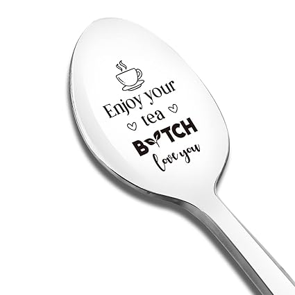 Enjoy Your Tea Love You Tea Spoon Engraved Funny Gift for Women Men, Tea Lover Spoon Best Teaspoon Gifts