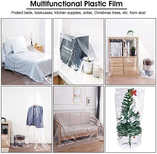 DECARETA Plastic Sofa Cover,Large Sofa Storage Cover,Plastic Sofa Dust Covers,Sofa Protector Bags Plastic Couch Covers,Painters Drop Cloth for Protection,Plastic Sofa Covers for Bed,Sofa,Couch,Ground
