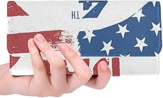 Unico personalizzato 4 luglio Independence Day bandiera americana donne Trifold portafoglio borsa lunga carta di credito titolare caso borsa