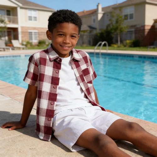 Image of SANGTREE 3 Piece Boy Outfits Short Sleeve Shirt and Shorts Set Beach Vacation Summer Clothes, 3 Months - 9 Years
