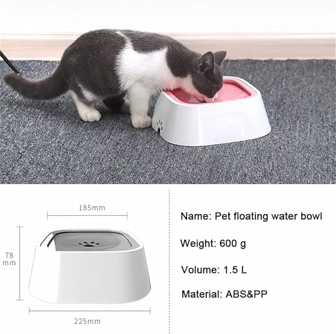 GETZET Dog Water Bowl Slow Feeder No-Spill Pet Water Bowl Vehicle Carried Splash Free for Cats Pets, Floating Disk Travel Outdoor Indoor Dispenser for Dogs, Cats (White) 4