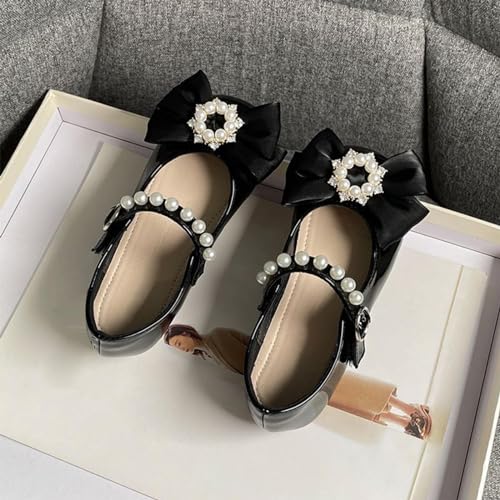 Girls Marry Jane Shoes Kids Flat Sole Faux Leather Dance Shoes Baby Pricess Buckle Comfy Bowknot Dress Shoes3